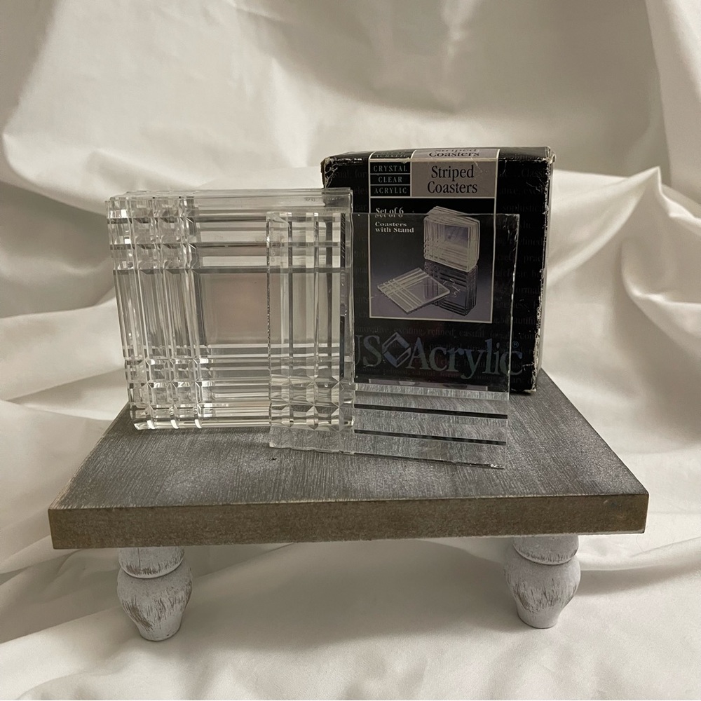 US Acrylic Striped Coaster Set circa 1993